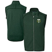 Men's Cutter & Buck Heather Portland Timbers Mainsail Sweater-Knit Full-Zip Vest