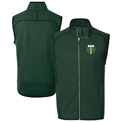 Men's Cutter & Buck Heather Portland Timbers Mainsail Sweater-Knit Full-Zip Vest