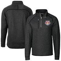Men's Cutter & Buck Heather New York Red Bulls Mainsail Sweater-Knit Half-Zip Raglan Jacket