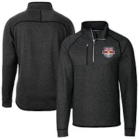 Men's Cutter & Buck Heather New York Red Bulls Mainsail Sweater-Knit Half-Zip Raglan Jacket