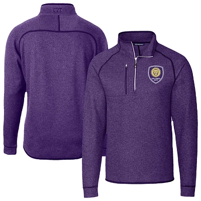 Men's Cutter & Buck Heather Orlando City SC Mainsail Sweater-Knit Half-Zip Raglan Jacket