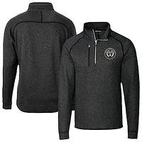 Men's Cutter & Buck Heather Philadelphia Union Mainsail Sweater-Knit Half-Zip Raglan Jacket