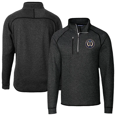 Men's Cutter & Buck Heather Philadelphia Union Mainsail Sweater-Knit Half-Zip Raglan Jacket