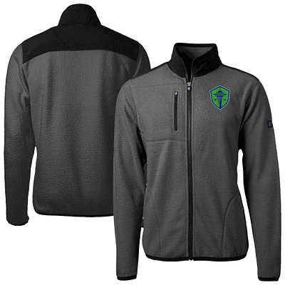 Men's Cutter & Buck  Gray Seattle Sounders FC Cascade Eco Fleece Full-Zip Jacket