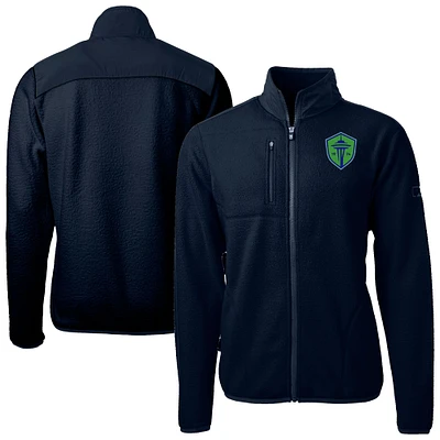 Men's Cutter & Buck  Navy Seattle Sounders FC Cascade Eco Fleece Full-Zip Jacket