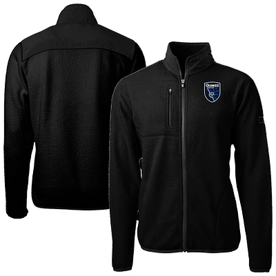 Men's Cutter & Buck  Black San Jose Earthquakes Cascade Eco Fleece Full-Zip Jacket