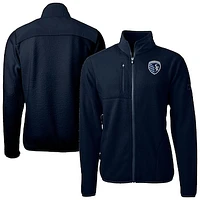 Men's Cutter & Buck  Navy Sporting Kansas City Cascade Eco Fleece Full-Zip Jacket