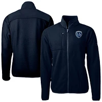 Men's Cutter & Buck  Navy Sporting Kansas City Cascade Eco Fleece Full-Zip Jacket