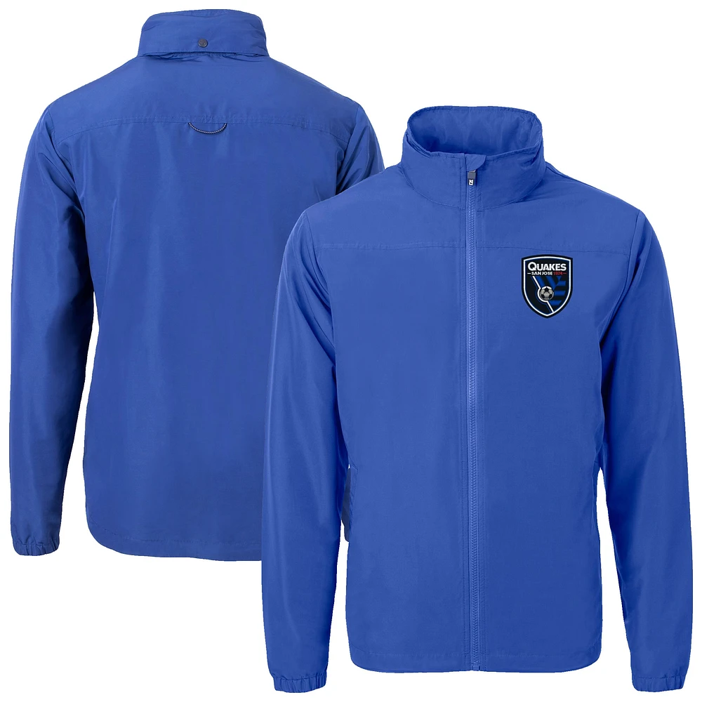 Men's Cutter & Buck Blue San Jose Earthquakes Charter Eco Recycled Full-Zip Jacket