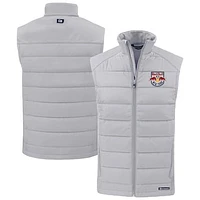 Men's Cutter & Buck Gray New York Red Bulls Evoke Hybrid Eco Softshell Recycled Full-Zip Vest