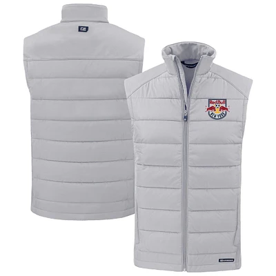 Men's Cutter & Buck Gray New York Red Bulls Evoke Hybrid Eco Softshell Recycled Full-Zip Vest