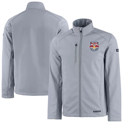 Men's Cutter & Buck Gray New York Red Bulls Evoke Eco Softshell Recycled Full-Zip Jacket