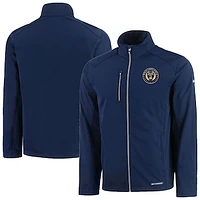 Men's Cutter & Buck  Navy Philadelphia Union Evoke Eco Softshell Recycled Full-Zip Jacket