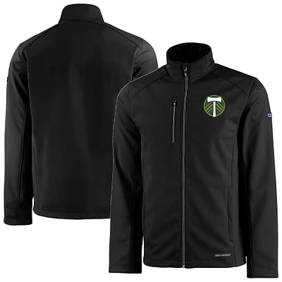 Men's Cutter & Buck  Black Portland Timbers Evoke Eco Softshell Recycled Full-Zip Jacket