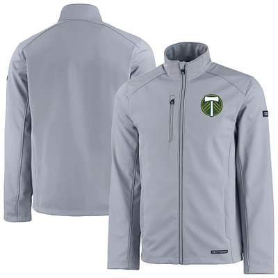 Men's Cutter & Buck Gray Portland Timbers Evoke Eco Softshell Recycled Full-Zip Jacket