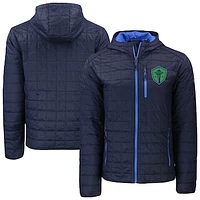 Men's Cutter & Buck  Navy Seattle Sounders FC Rainier Primaloft Eco Full-Zip Hooded Jacket