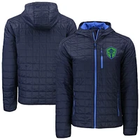 Men's Cutter & Buck  Navy Seattle Sounders FC Rainier Primaloft Eco Full-Zip Hooded Jacket