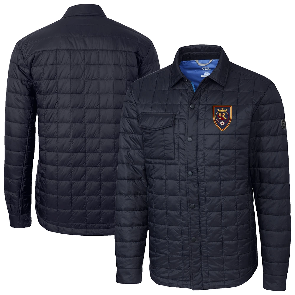 Men's Cutter & Buck Navy Real Salt Lake Rainier PrimaLoft Eco Insulated Quilted Shirt Jacket