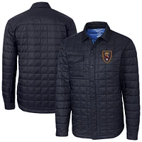 Men's Cutter & Buck  Navy Real Salt Lake Rainier PrimaLoft Eco Insulated Quilted Shirt Jacket