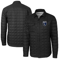 Men's Cutter & Buck  Black San Jose Earthquakes Rainier PrimaLoft Eco Insulated Quilted Shirt Jacket