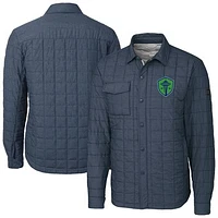 Men's Cutter & Buck  Anthracite Seattle Sounders FC Rainier PrimaLoft Eco Insulated Quilted Shirt Jacket