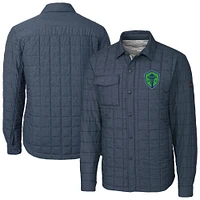 Men's Cutter & Buck  Anthracite Seattle Sounders FC Rainier PrimaLoft Eco Insulated Quilted Shirt Jacket
