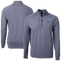Men's Cutter & Buck  Heather Navy Vancouver Whitecaps FC Adapt Eco Knit Raglan Quarter-Zip Pullover Top