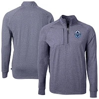 Men's Cutter & Buck  Heather Navy Vancouver Whitecaps FC Adapt Eco Knit Raglan Quarter-Zip Pullover Top