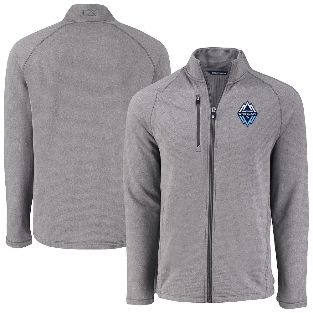 Men's Cutter & Buck  Heather Gray Vancouver Whitecaps FC Peshastin Eco Fleece Recycled Raglan Full-Zip Jacket