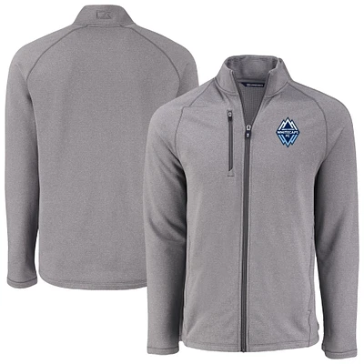 Men's Cutter & Buck  Heather Gray Vancouver Whitecaps FC Peshastin Eco Fleece Recycled Raglan Full-Zip Jacket