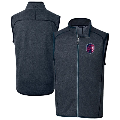 Men's Cutter & Buck  Heather Navy St. Louis City SC Mainsail Sweater-Knit Full-Zip Vest