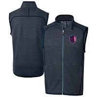 Men's Cutter & Buck  Heather Navy St. Louis City SC Mainsail Sweater-Knit Full-Zip Vest