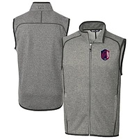 Men's Cutter & Buck  Heather Gray St. Louis City SC Mainsail Sweater-Knit Full-Zip Vest