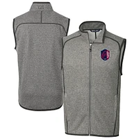 Men's Cutter & Buck  Heather Gray St. Louis City SC Mainsail Sweater-Knit Full-Zip Vest