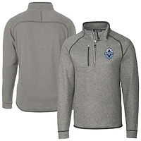 Men's Cutter & Buck  Heather Gray Vancouver Whitecaps FC Mainsail Sweater-Knit Half-Zip Raglan Pullover Jacket