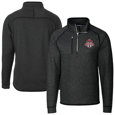 Men's Cutter & Buck  Heather Charcoal Toronto FC Mainsail Sweater-Knit Half-Zip Raglan Pullover Jacket