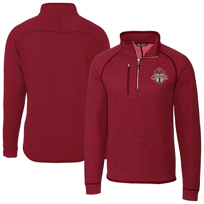 Men's Cutter & Buck Heather Toronto FC Mainsail Sweater-Knit Half-Zip Raglan Pullover Jacket