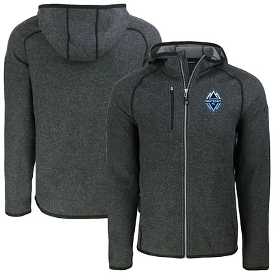 Men's Cutter & Buck  Heather Charcoal Vancouver Whitecaps FC Mainsail Raglan Full-Zip Hooded Jacket