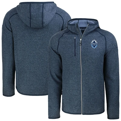 Men's Cutter & Buck  Heather Navy Vancouver Whitecaps FC Mainsail Raglan Full-Zip Hooded Jacket
