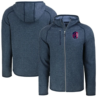 Men's Cutter & Buck  Heather Navy St. Louis City SC Mainsail Raglan Full-Zip Hooded Jacket