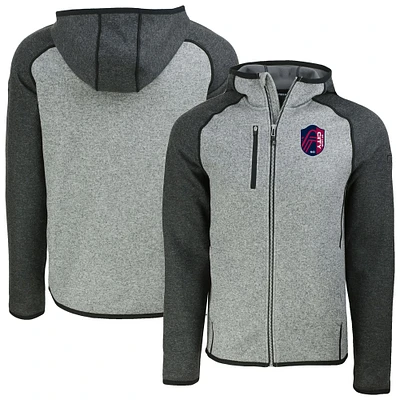 Men's Cutter & Buck  Heather Gray St. Louis City SC Mainsail Raglan Full-Zip Hooded Jacket