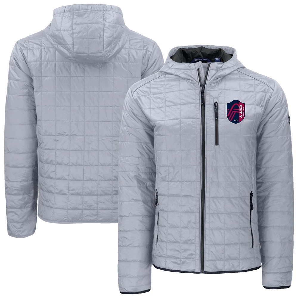 Men's Cutter & Buck Gray St. Louis City SC Rainier Primaloft Eco Full-Zip Hooded Jacket