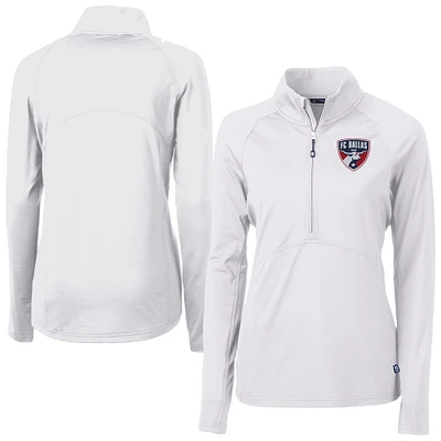 Women's Cutter & Buck  White FC Dallas Adapt Eco Knit Stretch Recycled Half-Zip Top