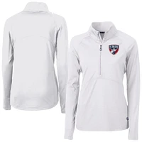 Women's Cutter & Buck  White FC Dallas Adapt Eco Knit Stretch Recycled Half-Zip Top