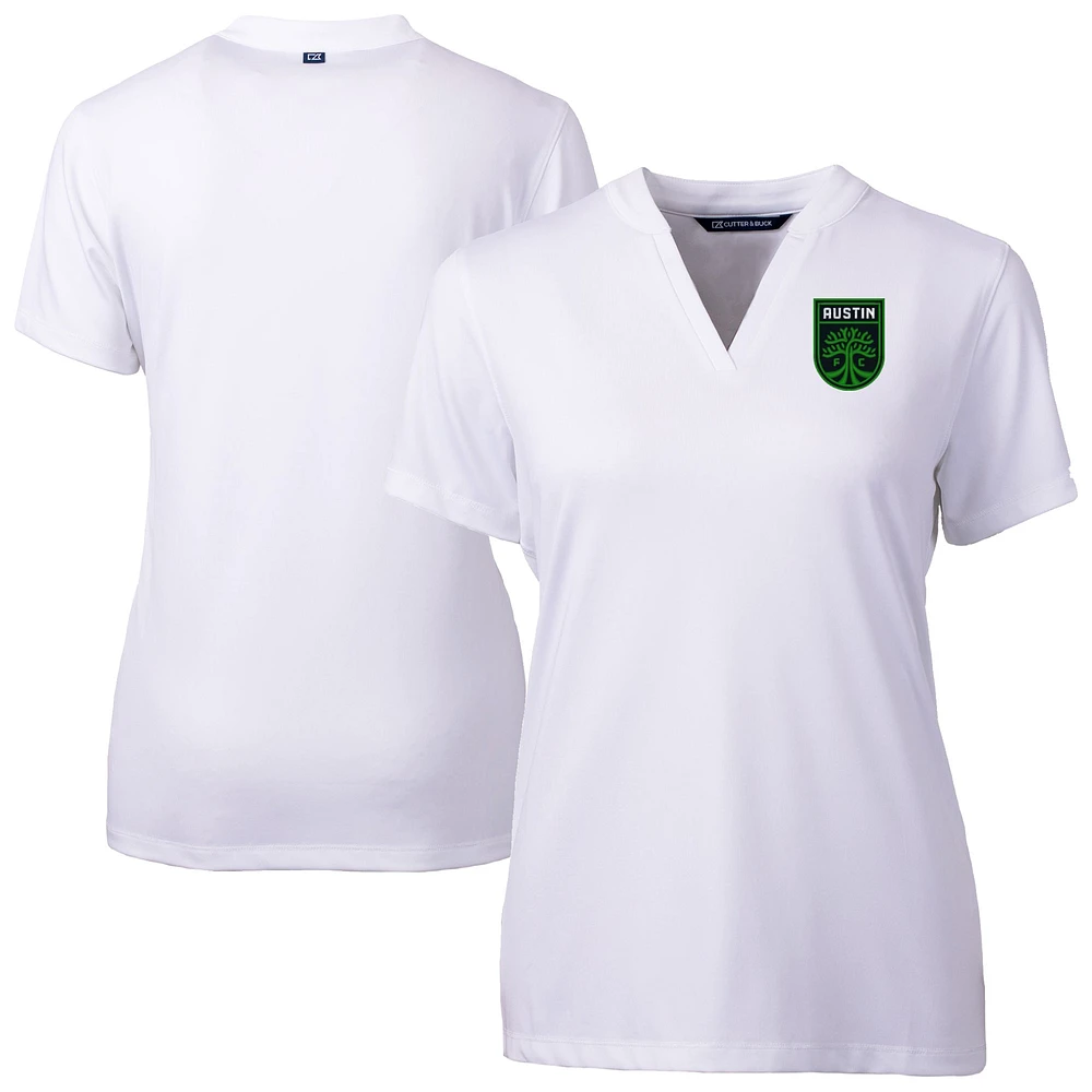 Women's Cutter & Buck White Austin FC Forge Heather Stretch Blade Top