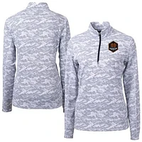 Women's Cutter & Buck  Charcoal Houston Dynamo FC Traverse Stretch Eco Camo Print Quarter-Zip Pullover Top
