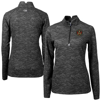 Women's Cutter & Buck  Black Atlanta United FC Traverse Stretch Eco Camo Print Quarter-Zip Pullover Top