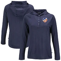 Women's Cutter & Buck  Navy FC Cincinnati Coastline Epic Comfort Eco Recycled Quarter-Snap Raglan Hoodie Top