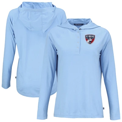 Women's Cutter & Buck  Powder Blue FC Dallas Coastline Epic Comfort Eco Recycled Quarter-Snap Raglan Hoodie Top