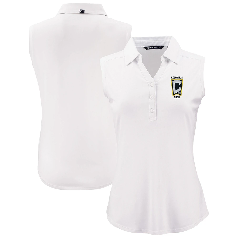 Women's Cutter & Buck White Columbus Crew Forge Eco Stretch Recycled Sleeveless Polo